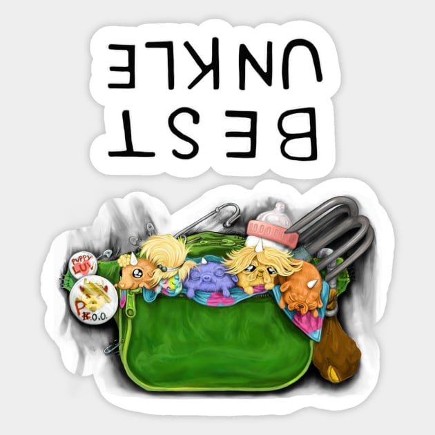 Finn's 'best uncle' shirt and Jake's puppies (Adventure Time fane art)e Sticker by art official sweetener